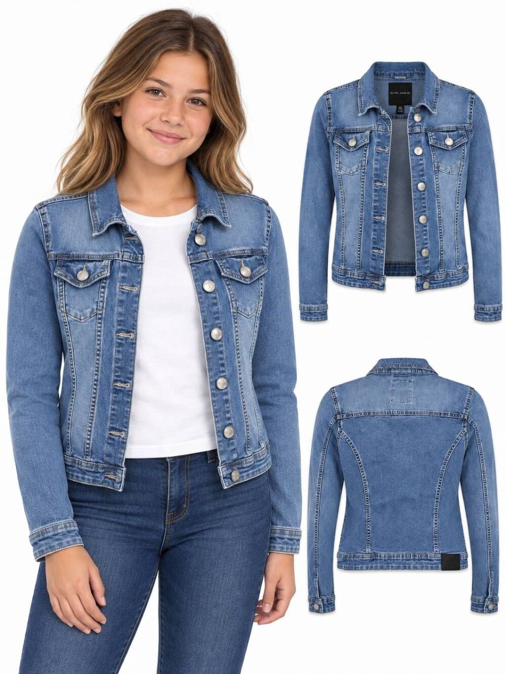 Silver Jeans Co Girls XL Denim Jacket Light Wash 14–16